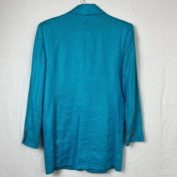 90s Classiques 100% Linen Longline Blazer Womens XS Oversized Bright Crest Retro - Picture 6 of 13